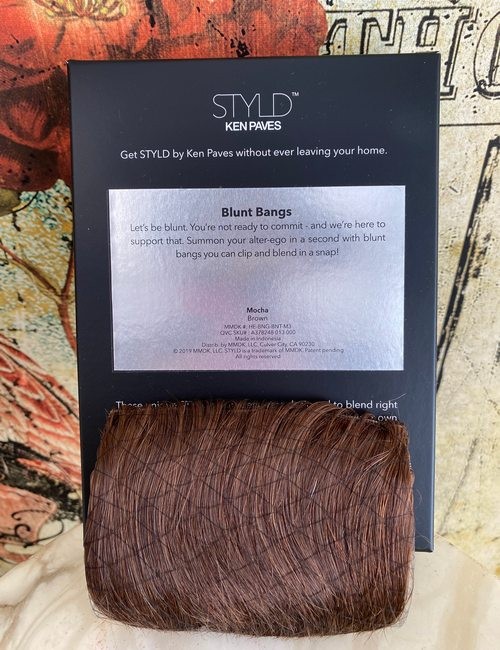 STYLD by KEN PAVES Mocha Brown Blunt Bangs Hair Extensions Human New Clip In