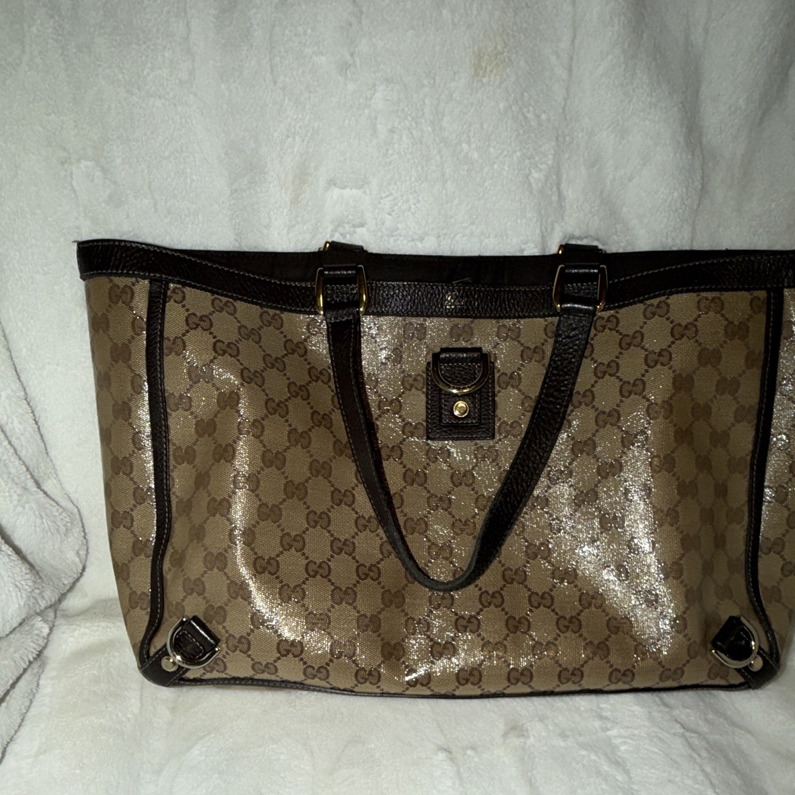 Authentic Gucci Brown canvas and leather Abbey tote