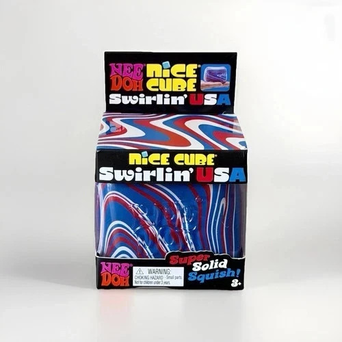 Needoh Nice Cube Swirlin USA Fourth Of July Squishy Sensory Toy New AUTHENTIC