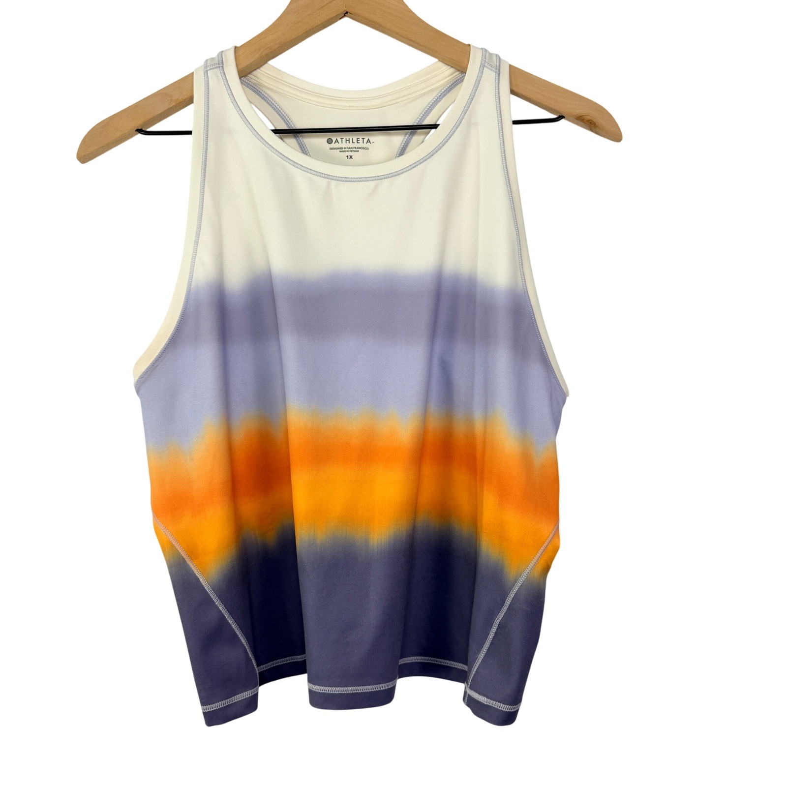 Athleta Shanti Printed Crop Tank 1X Sunset Tie Dye Racerback Yoga Top NWT Athleta Shanti Printed Crop Tank 1X Sunset Tie Dye Racerback Yoga Top NWT