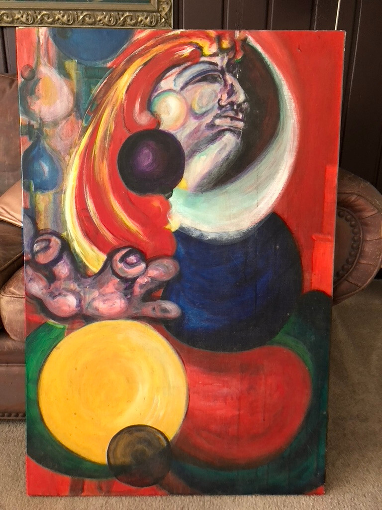 Old very interesting oil painting. It is titled The Fortune Teller. Vivid, alive