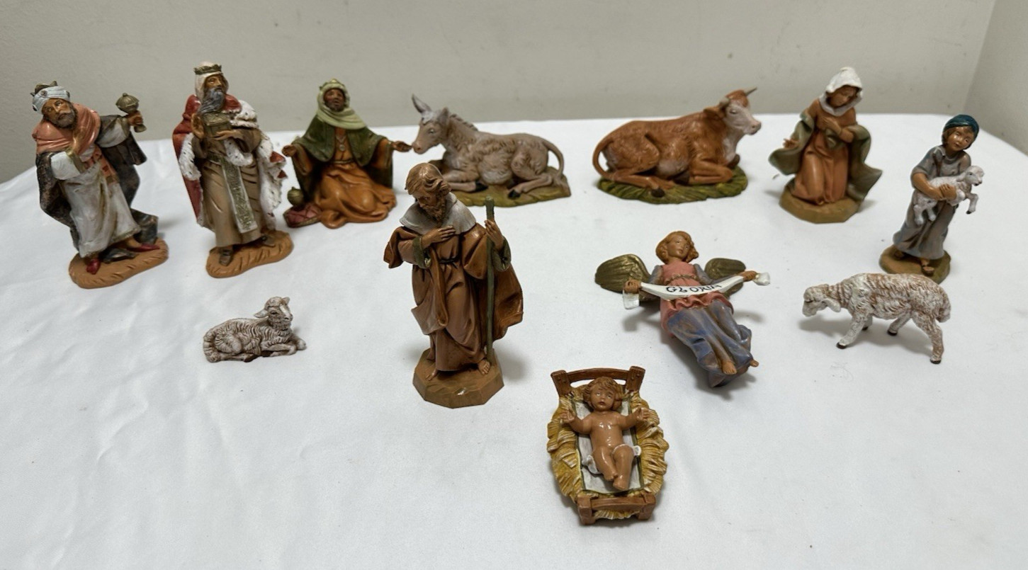 13 VINTAGE Fontanini Roman Nativity Figures Italy
