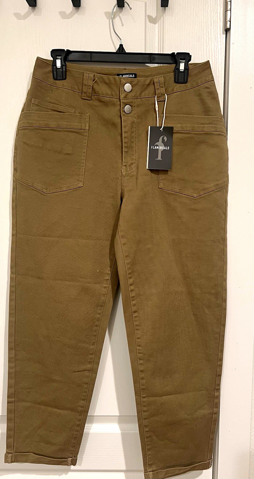 Flamingals M Brown Utility Pants Cotton Twill Pockets Button Fly