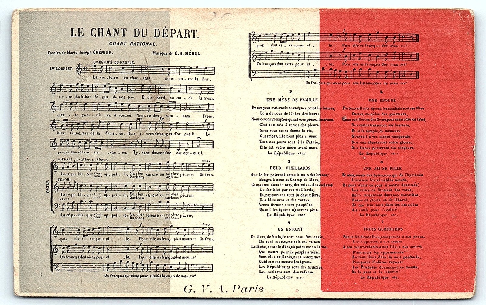 French music postcard: Le Chant du Départ, G. V. A. Paris French music postcard: Le Chant du Départ, G. V. A. Paris