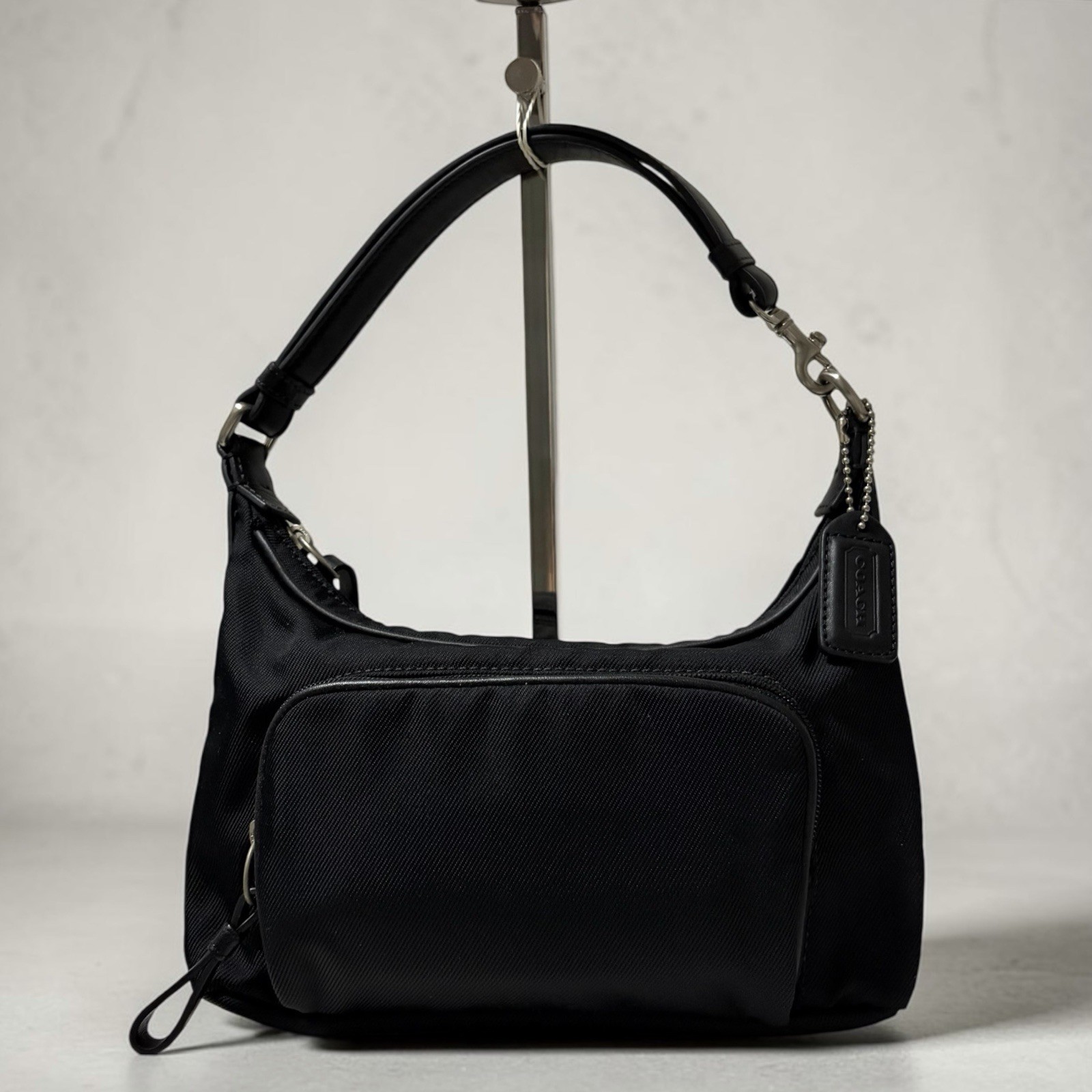 COACH 7429 Mini Shoulder Bag Black Nylon Leather Vintage Purse Handbag