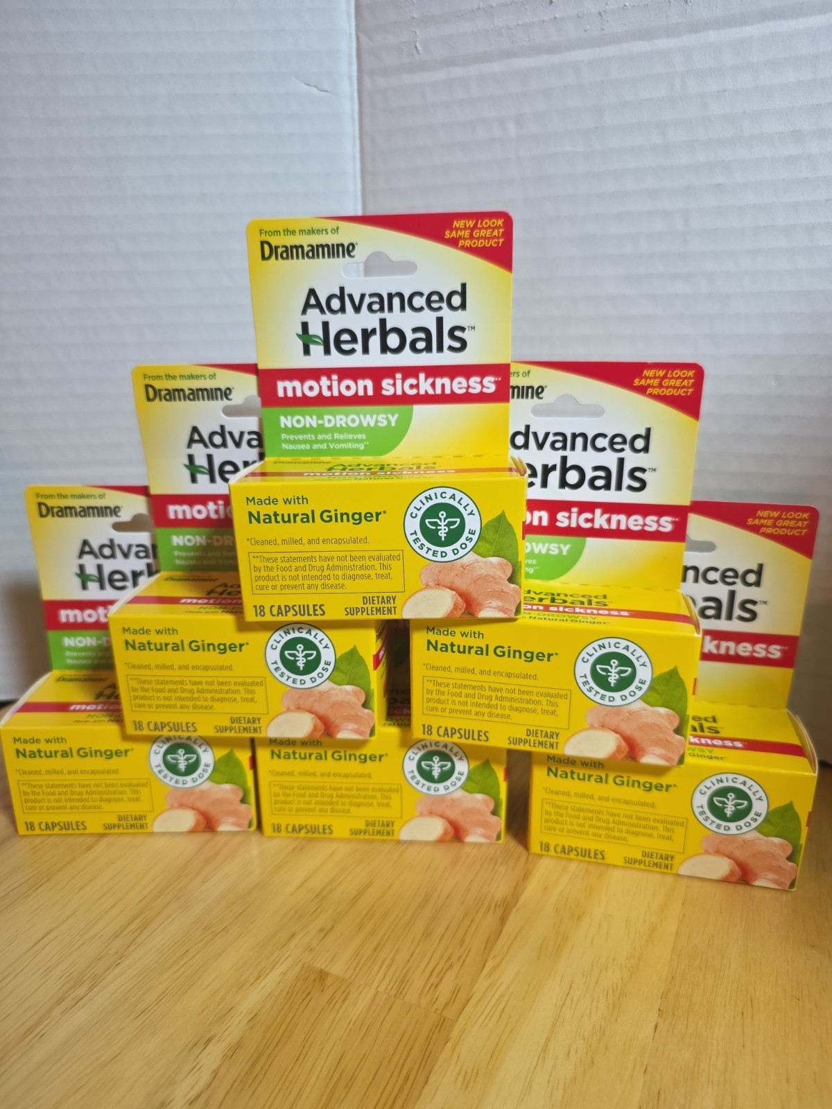 6 x Dramamine Advanced Herbals Non-Drowsy Ginger Motion Sickness, 18ct Exp 08/26 6 x Dramamine Advanced Herbals Non-Drowsy Ginger Motion Sickness, 18ct Exp 08/26