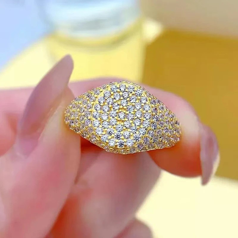 Unisex Dazzling Moissanite 925 Silver Pinky Ring size 5-9 YG  Gift