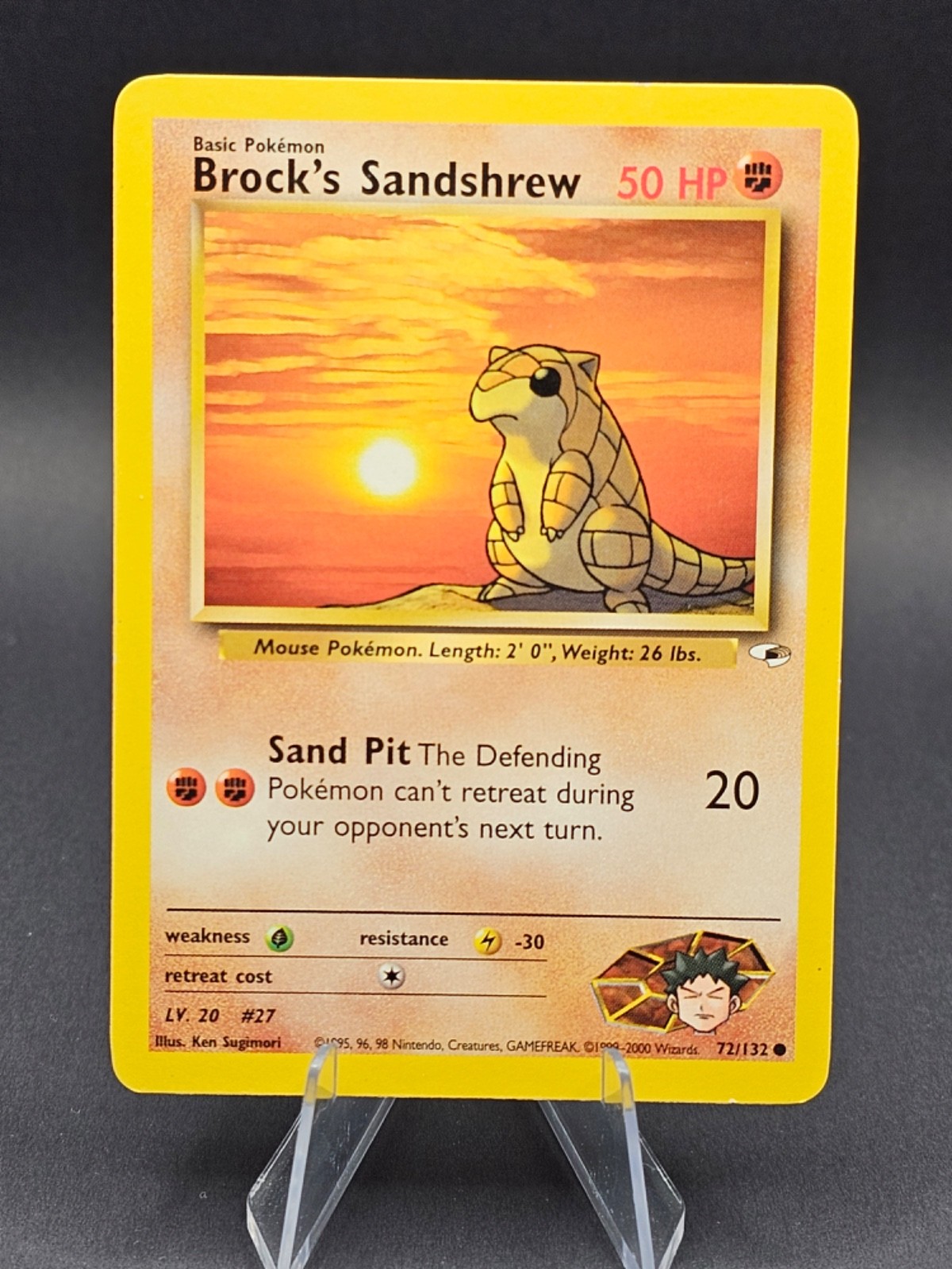 Pokémon TCG Vintage 2000 Brock\'s Sandshrew Common Gym Heroes Set #72 LP