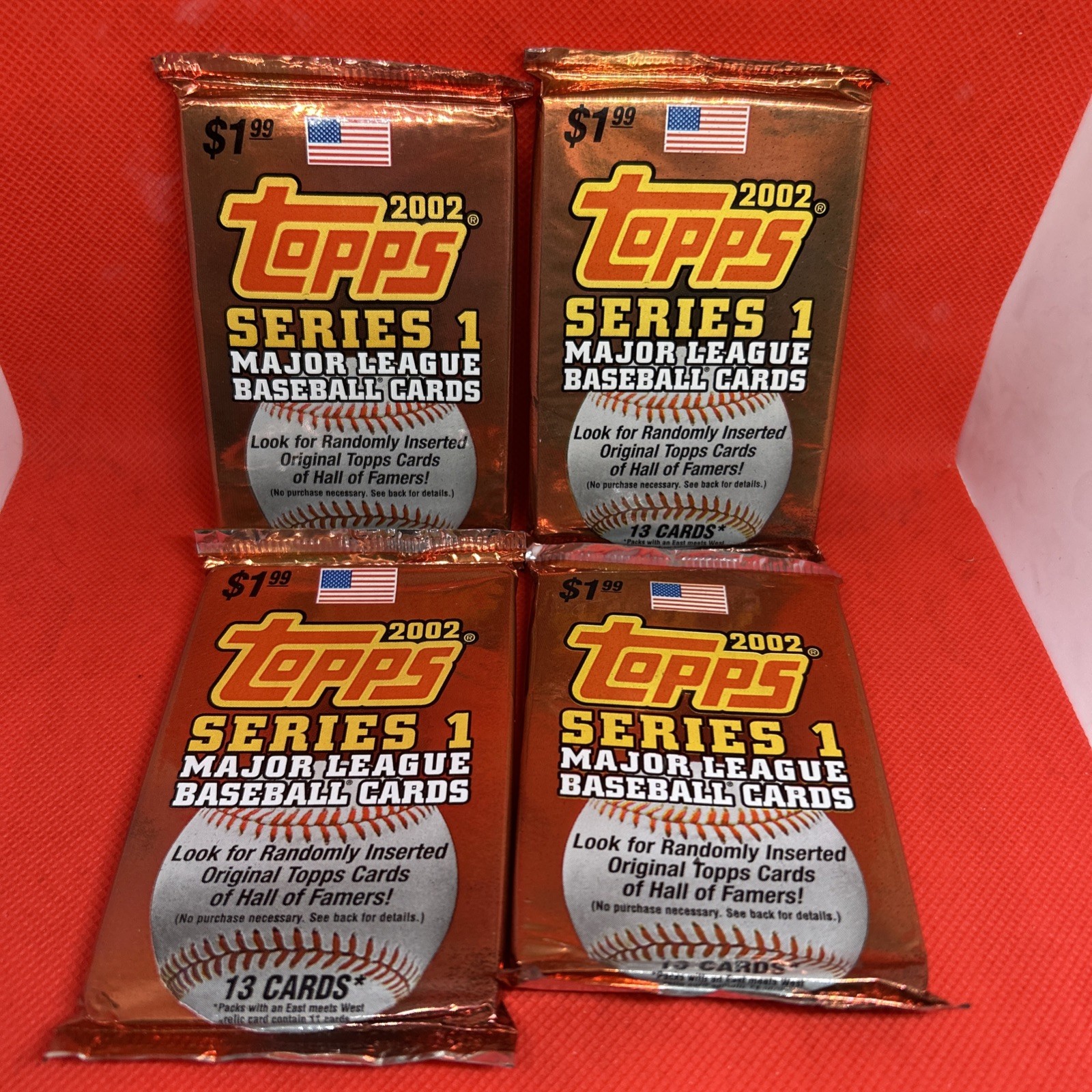 Lot Of 4 2002 Topps Series 1 Baseball Hobby Packs FACTORY SEALED Joe Mauer RC