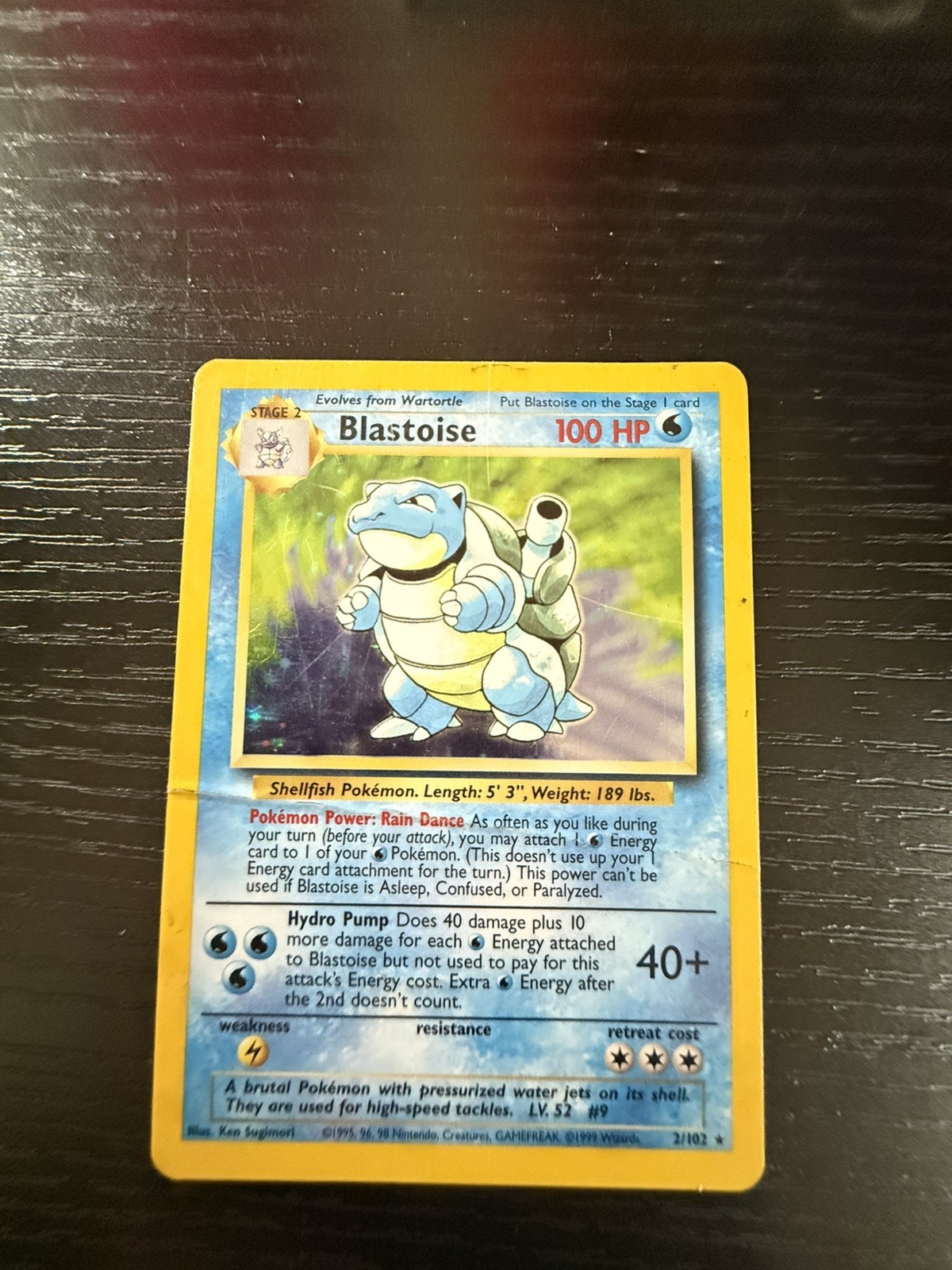 1999 Pokemon Unlimited Blastoise Rare Holo #2/102 1999 Pokemon Unlimited Blastoise Rare Holo #2/102