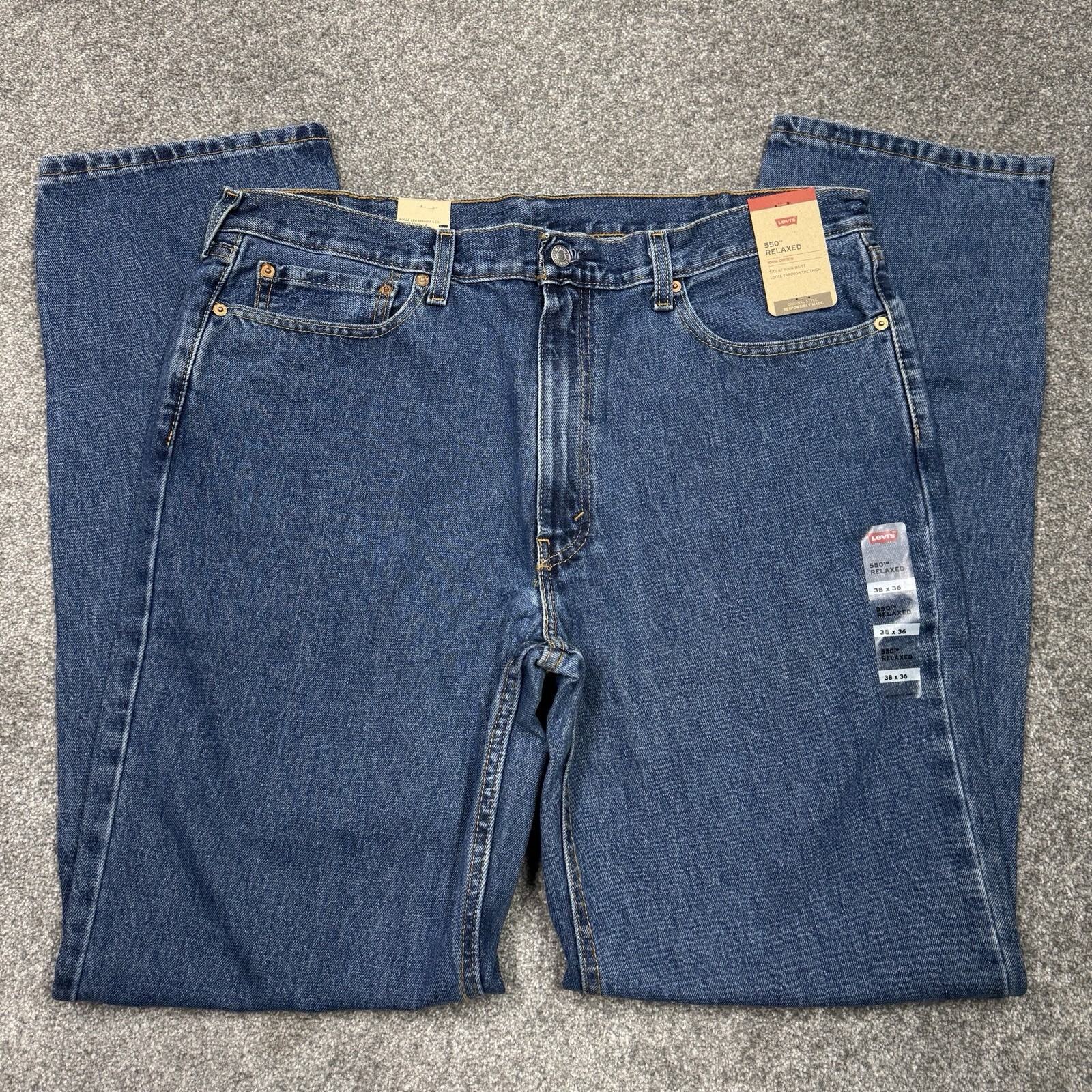 Levis Jeans Men 38 36 Blue Denim Pants Levi Strauss 550 Relaxed Tall New Tags