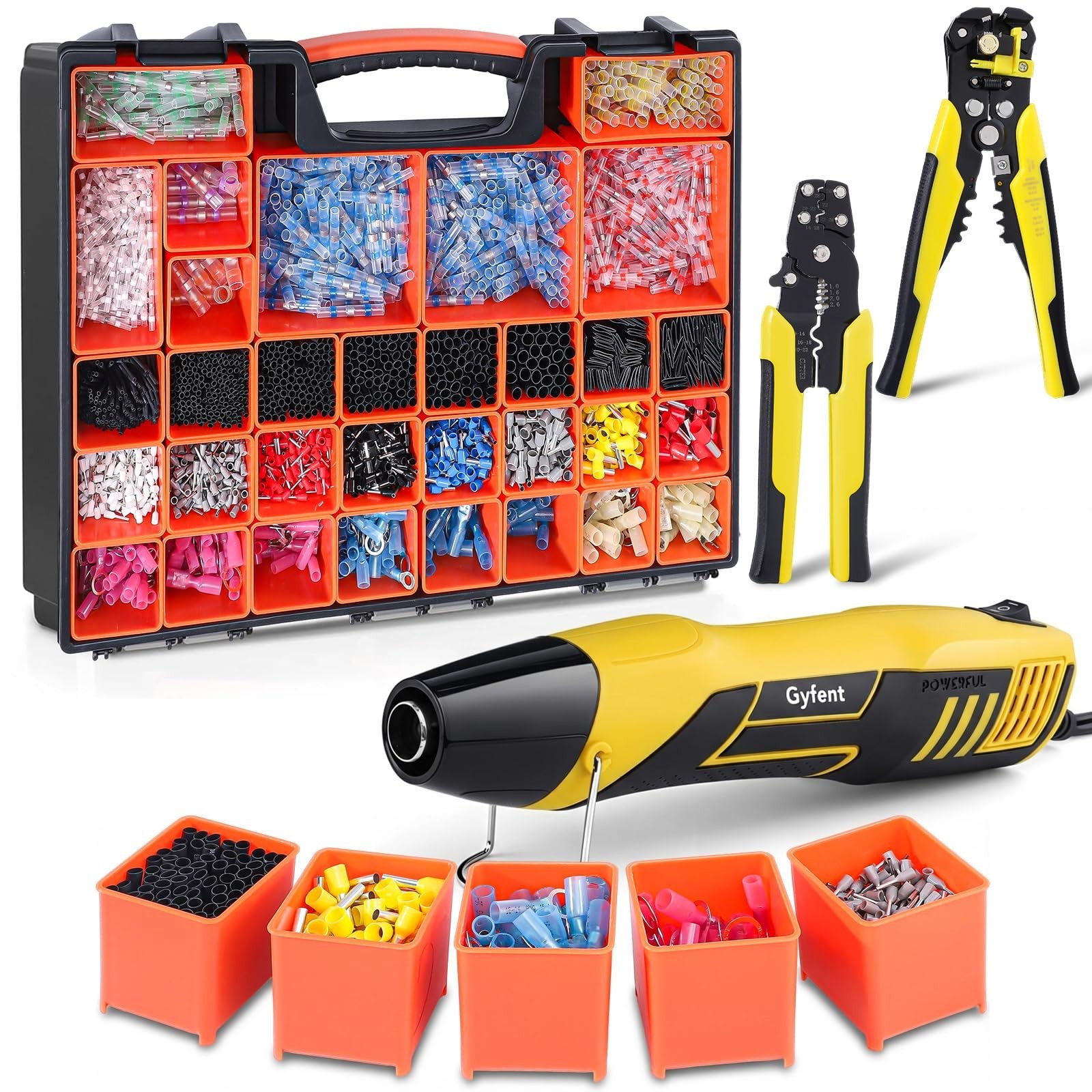 Heat Shrink Wire Connectors Kit with 350W Heat Gun, Wire Stripper & Crimper Heat Shrink Wire Connectors Kit with 350W Heat Gun, Wire Stripper & Crimper