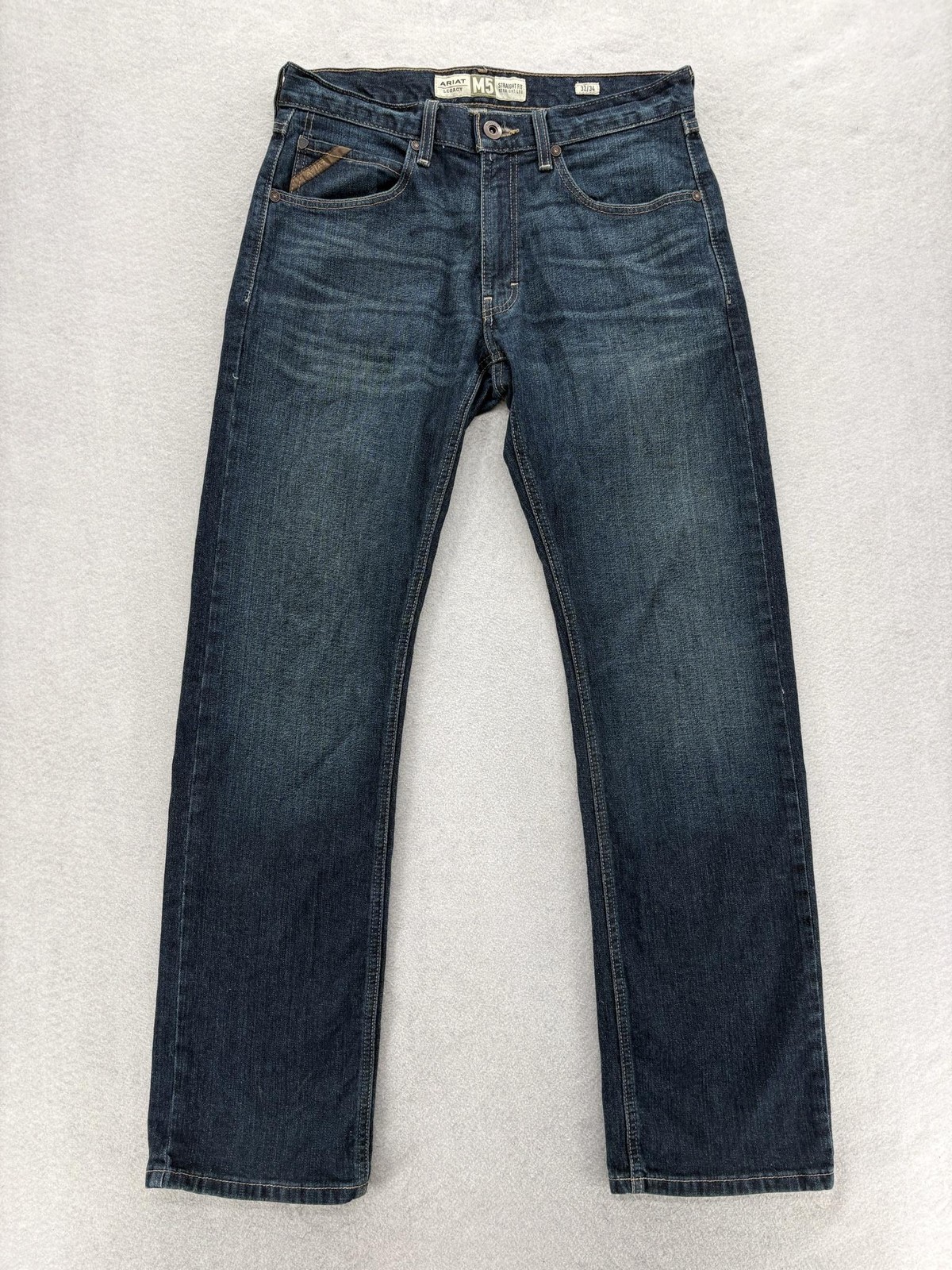 Ariat M5 Legacy Jeans Mens 32x34 Blue Dark Wash Straight Fit Denim Stretch Pants