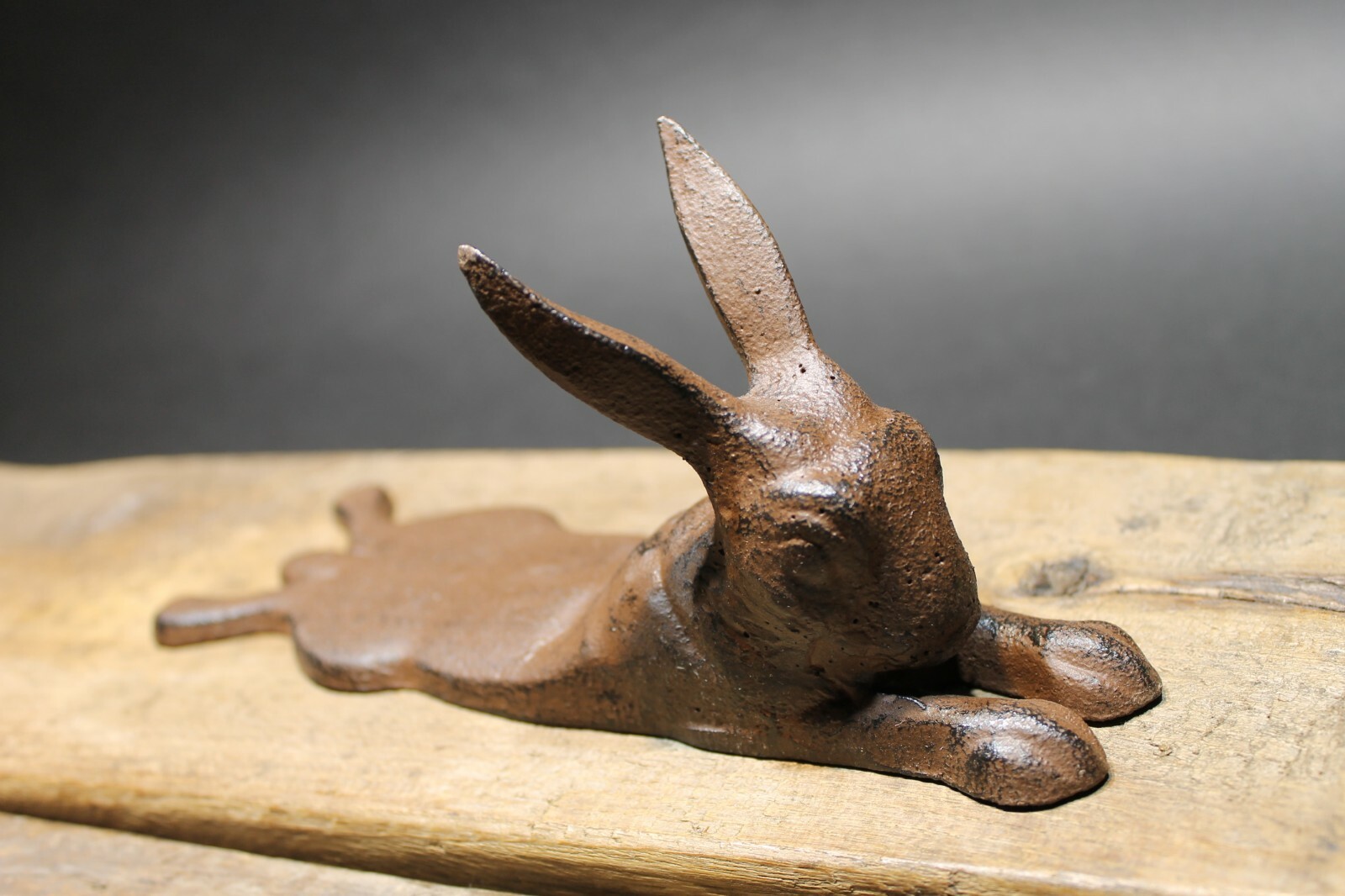 Antique Style Cast Iron Door Stop Rabbit Hare Wedge Rust/Black