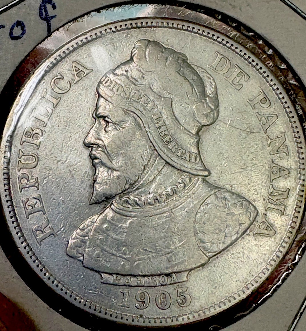 Extremely Rare 1905 Panama 50 Centesimos VF Silver Coin Over Half Melted Down Extremely Rare 1905 Panama 50 Centesimos VF Silver Coin Over Half Melted Down