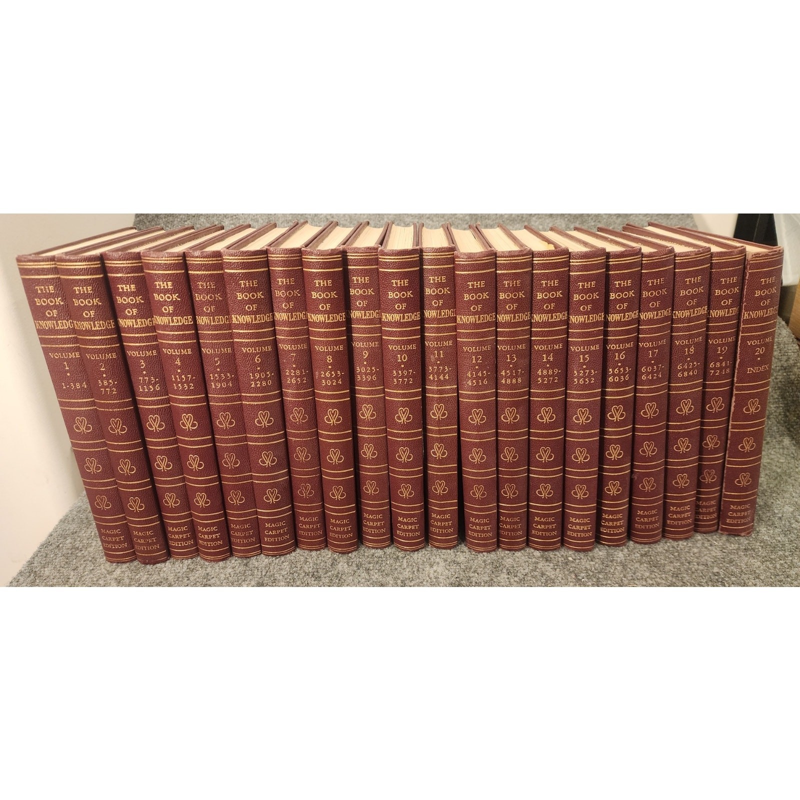 Vintage 1953 The Book of Knowledge Complete 20 Volume Set Deluxe Leatherette