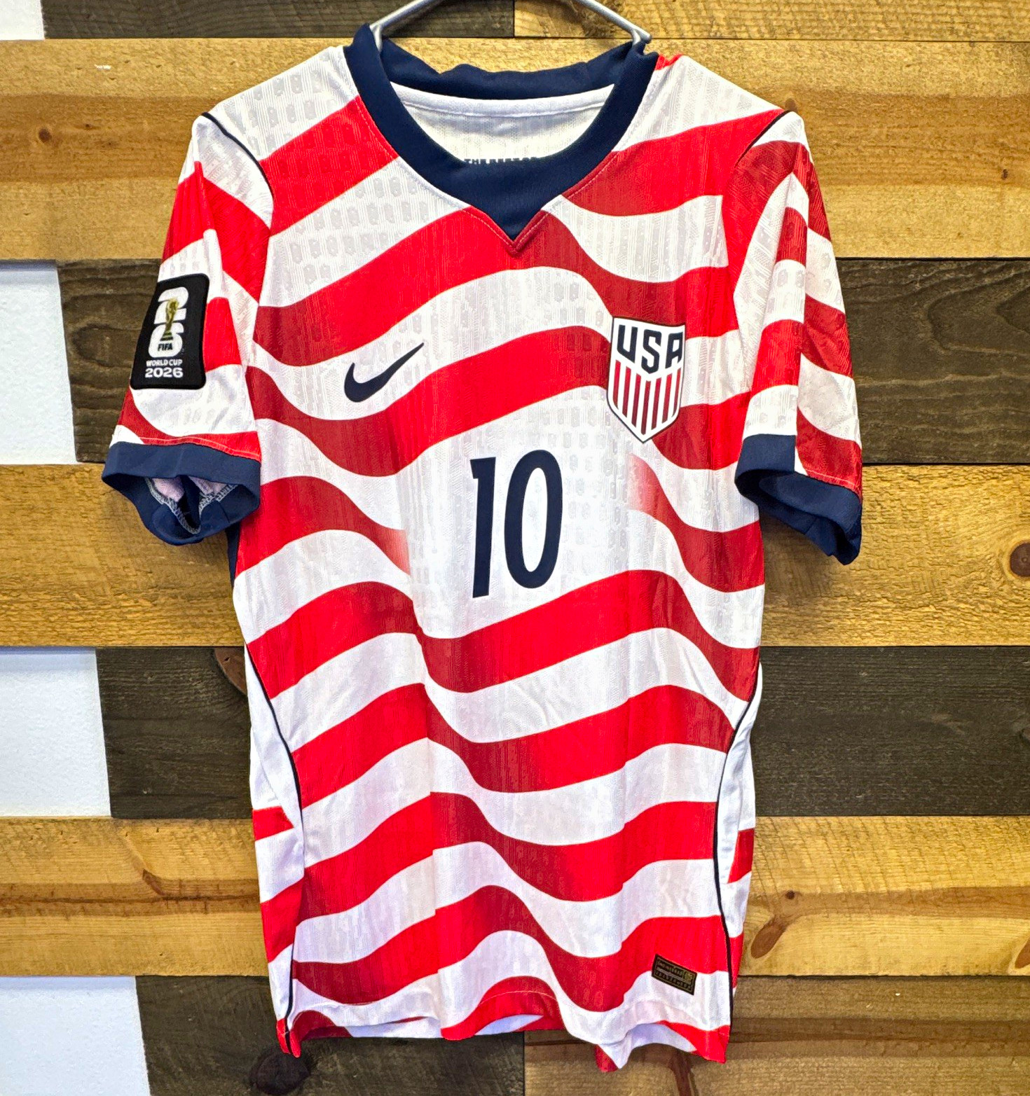 Nike USA Christian Pulisic #10 Dri-FIT Soccer Jersey Men’s L Red/White/Blue