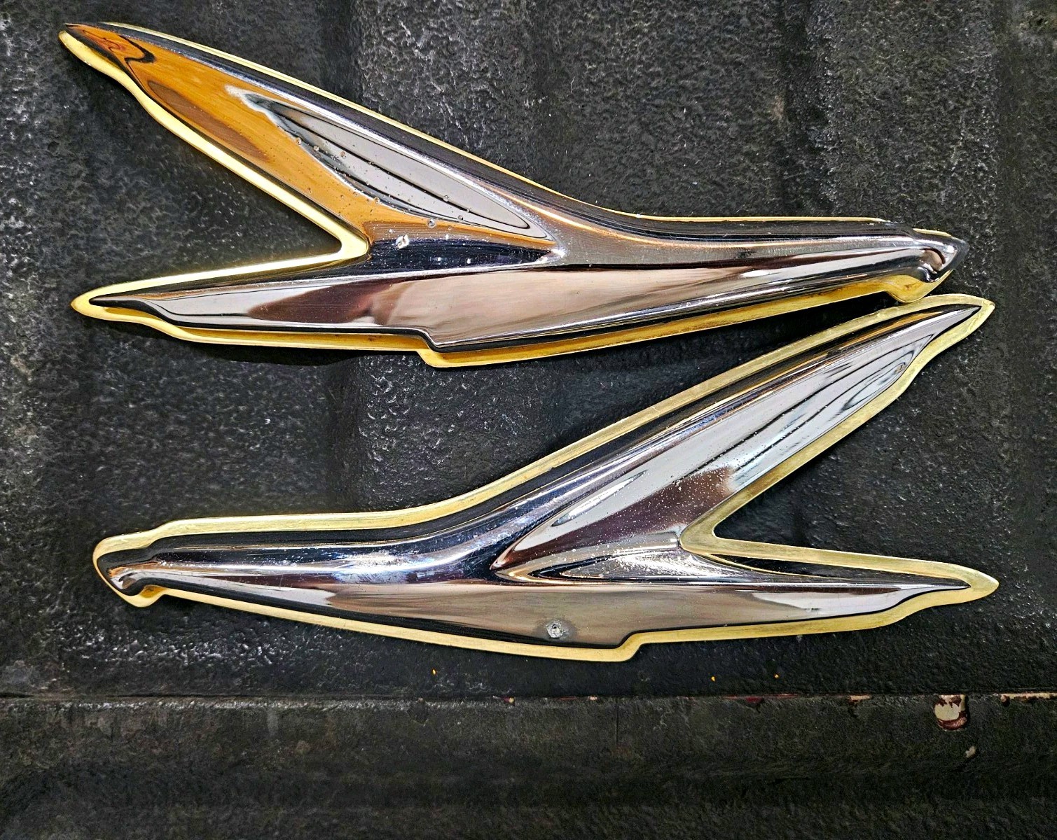 1961 Chrysler Imperial OEM Pair Quarter Panel Emblem Exterior Trim 