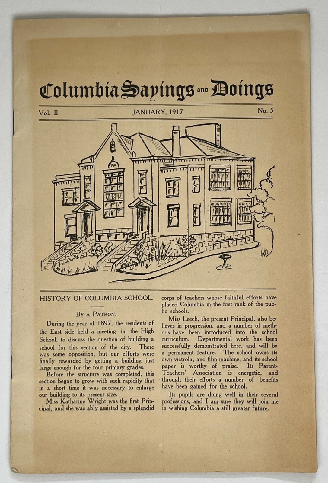 January 1917 Columbia School Sayings and Doings Vol. II No. 5 Illustrations Ads