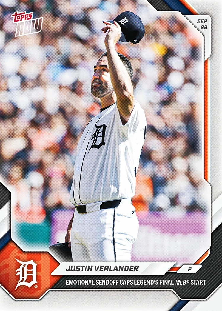 ⚾️ Justin Verlander FINAL MLB START 2026 MLB Topps NOW Card #726 TIGERS PREORDER