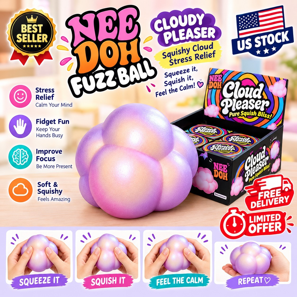 Schylling NeeDoh Cloud Pleaser NEW Squishy 2026 