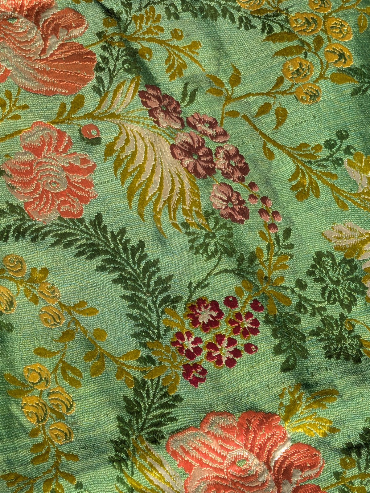 Antique French Silk Brocade Textile Fragment Luxury Woven Fabric Panel A257 Antique French Silk Brocade Textile Fragment Luxury Woven Fabric Panel A257