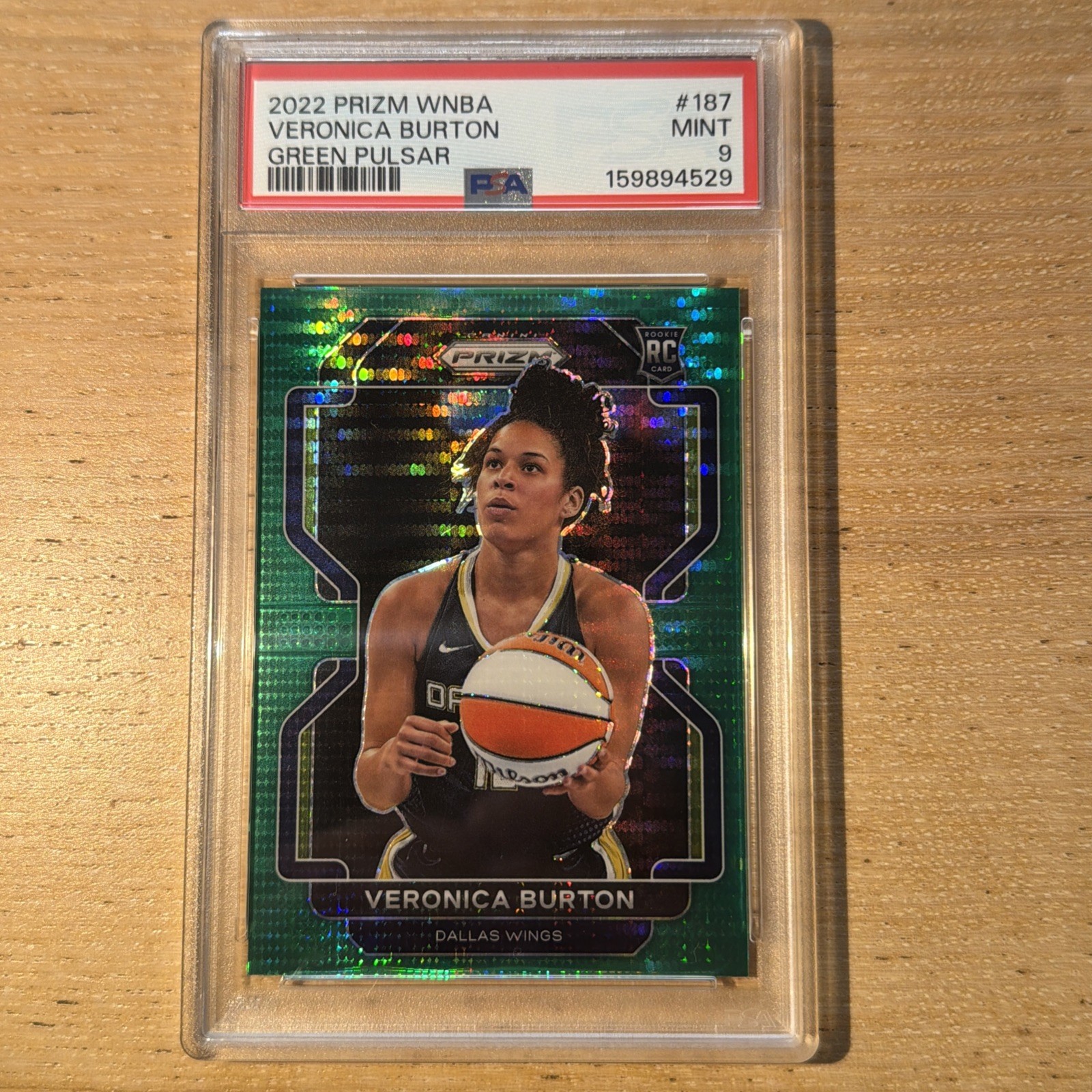 2022 Panini Prizm WNBA Veronica Burton Wings ROOKIE Green Pulsar /25 RC PSA 9