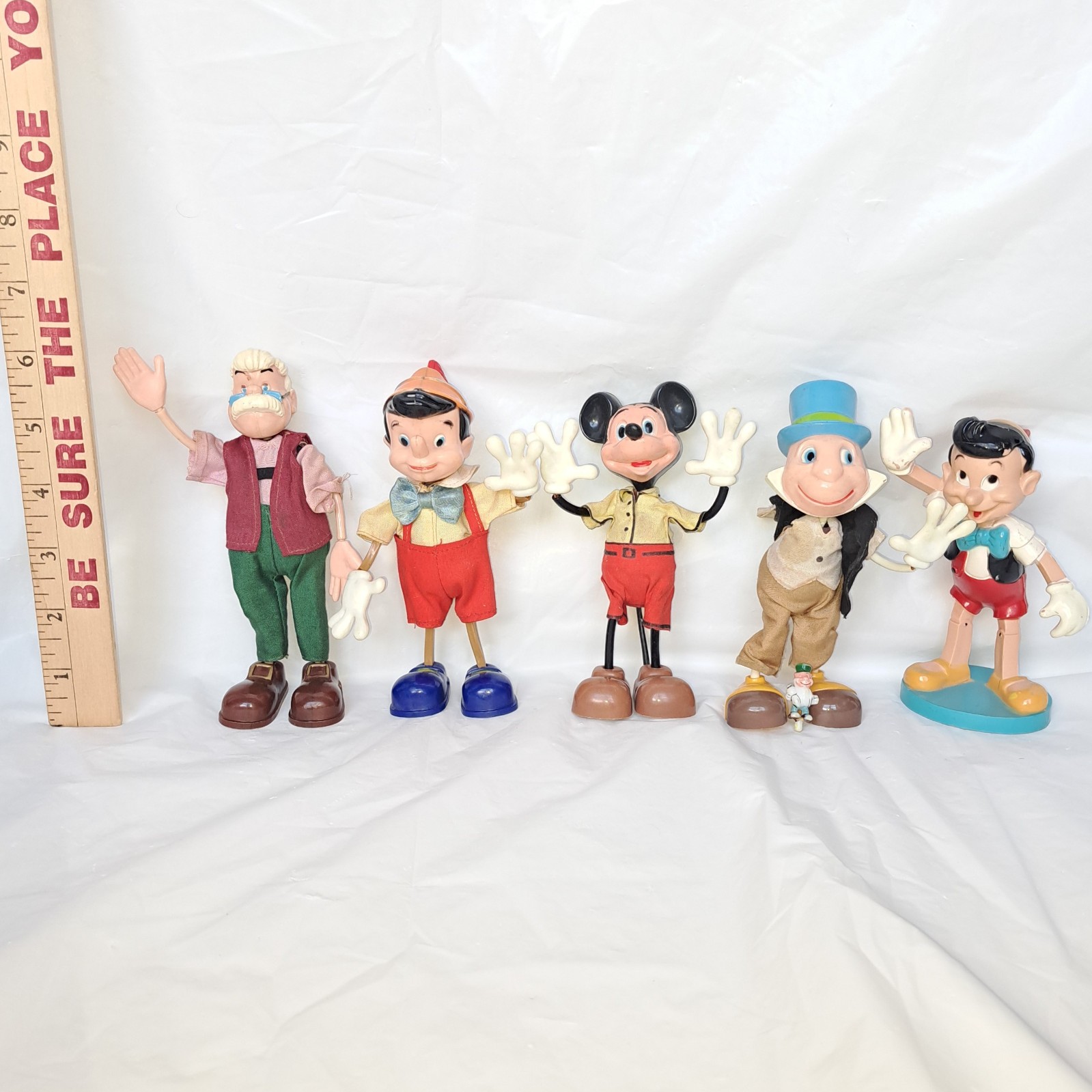 Vintage Marx Toys Disney Geppetto Pinocchio Mickey Mouse Jiminy Bendable Figures Vintage Marx Toys Disney Geppetto Pinocchio Mickey Mouse Jiminy Bendable Figures