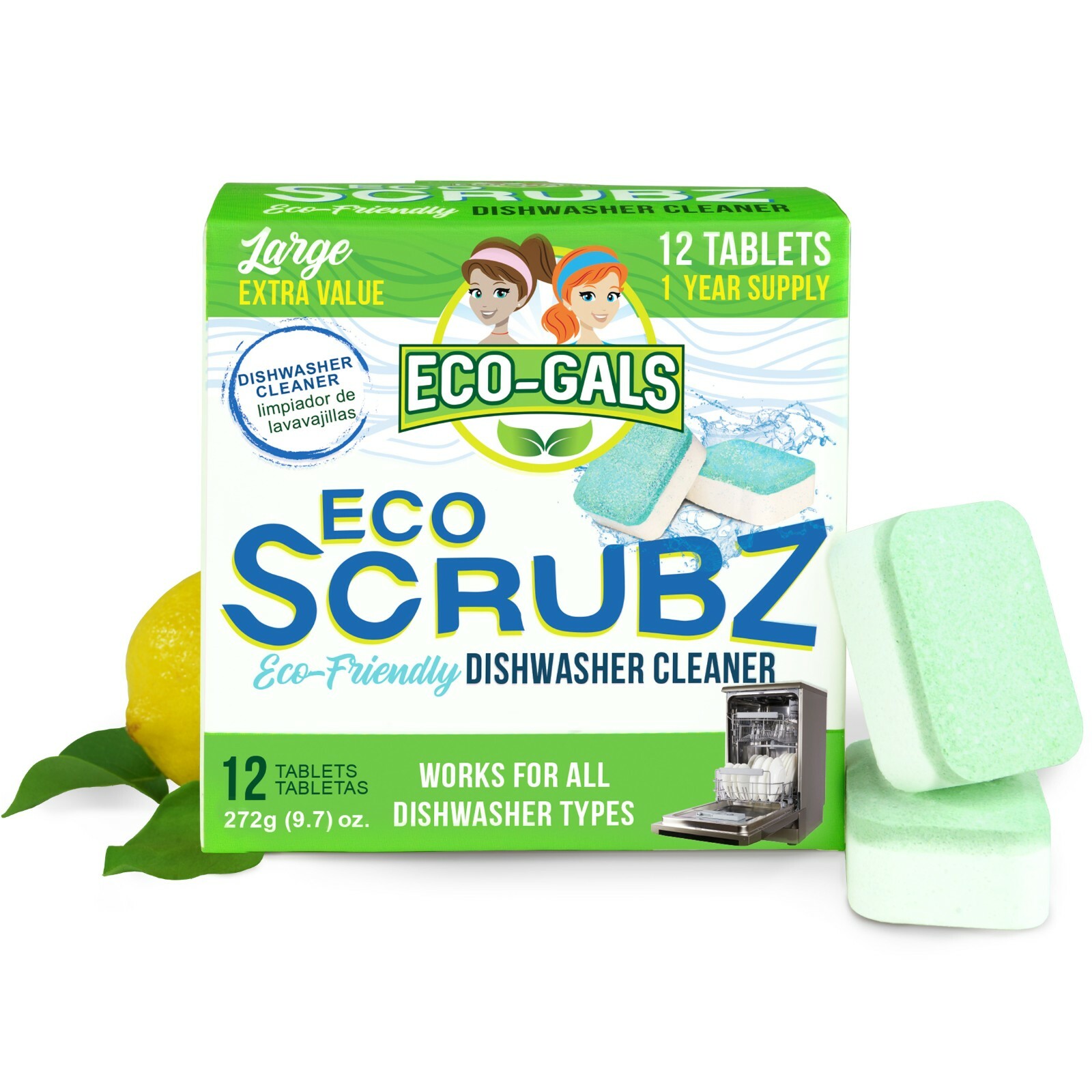 Eco-Gals Eco Scrubz Deep Dishwasher Machine Cleaner Unscented, 12 Count Tablets Eco-Gals Eco Scrubz Deep Dishwasher Machine Cleaner Unscented, 12 Count Tablets