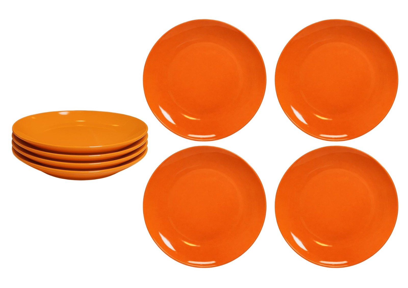 Premium Melamine Dinnerware Set, 4-Piece Plate Set, Orange, 9.8 Inches