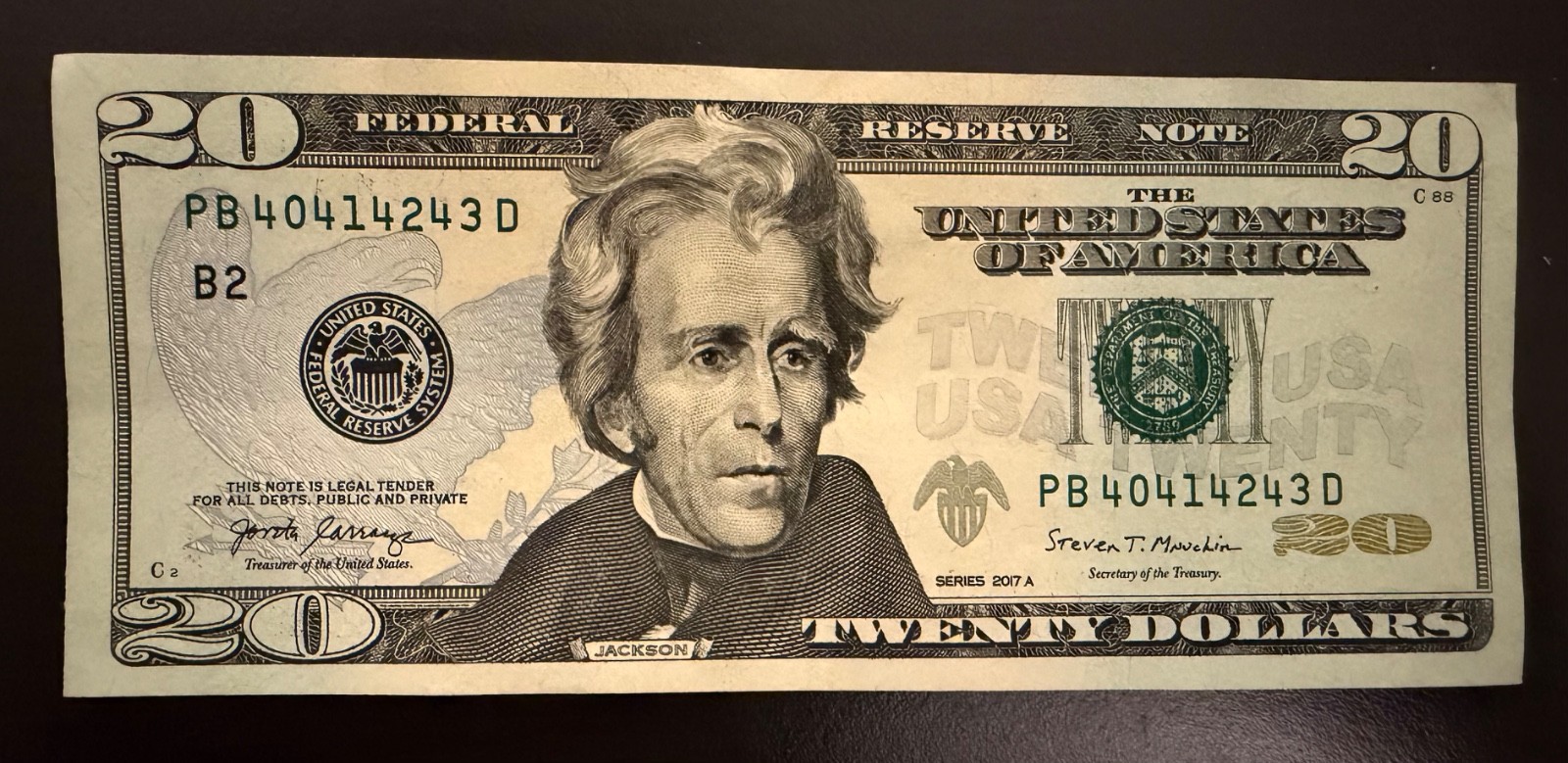Series 2017A $20 Bill Double Digit Ladder Fancy Serial 40414243 Series 2017A $20 Bill Double Digit Ladder Fancy Serial 40414243