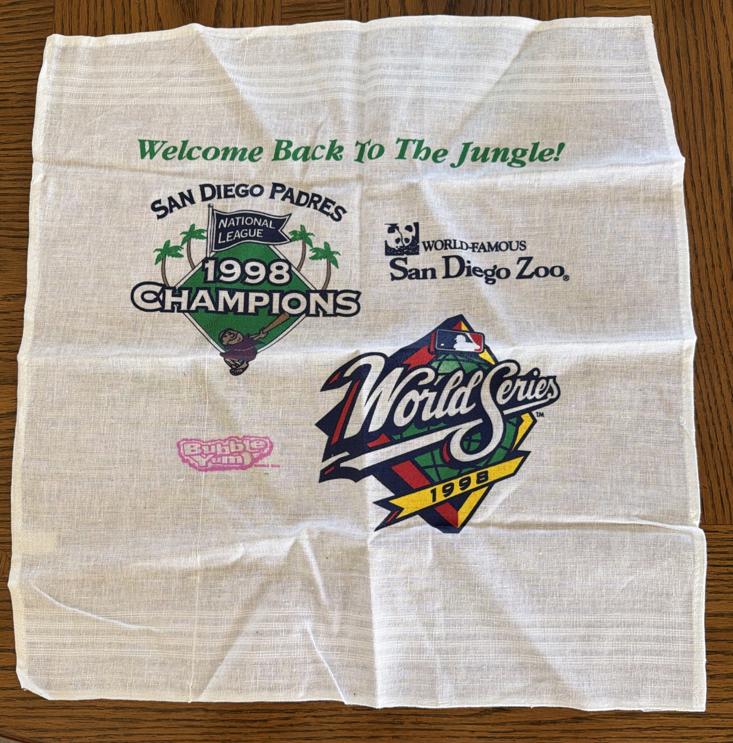 1998 MLB World Series San Diego Zoo San Diego Padres Bubble Yum Rally Towel X2