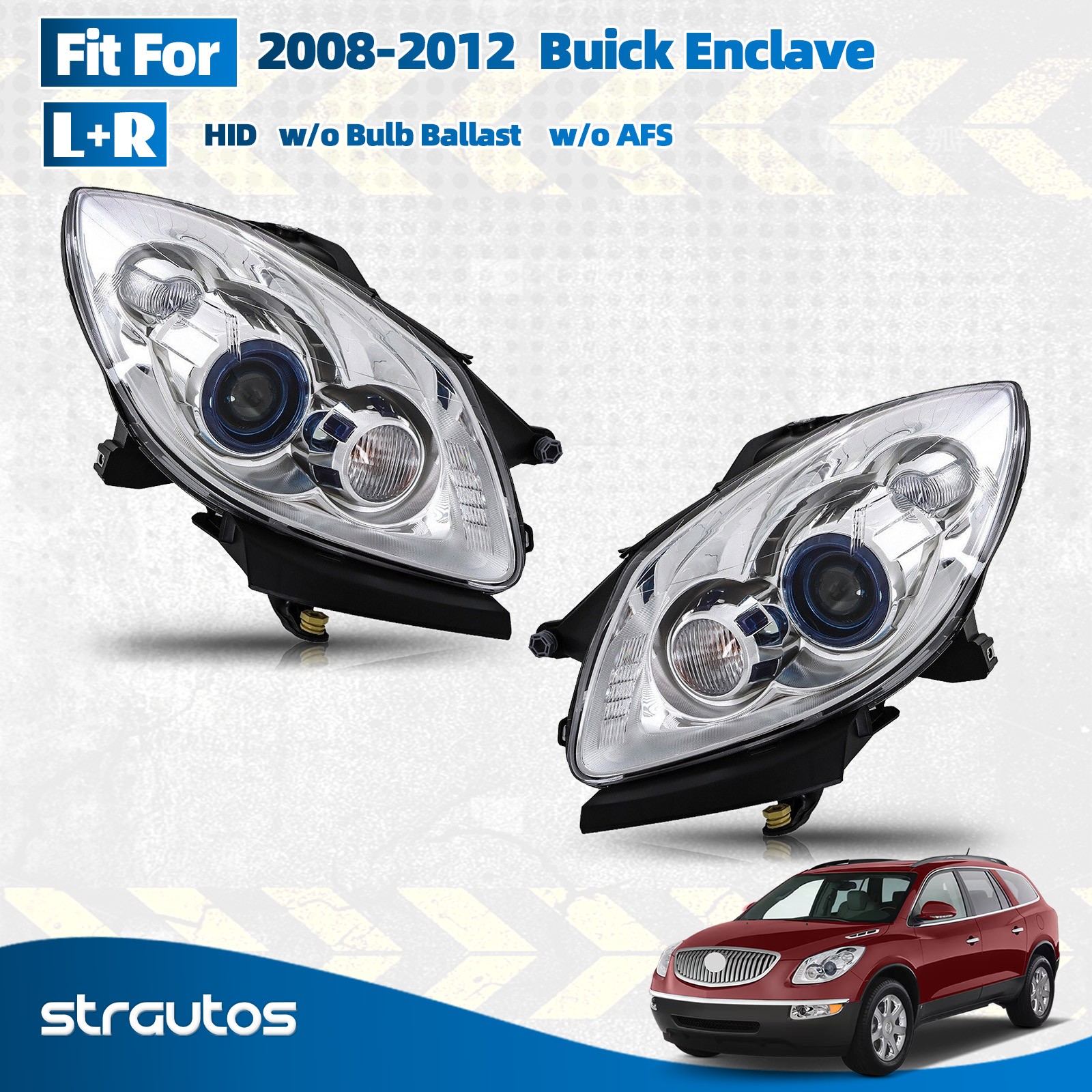 For 2008-2012 Buick Enclave HID Headlight w/o AFS w/o Ballast Left+Right Pair For 2008-2012 Buick Enclave HID Headlight w/o AFS w/o Ballast Left+Right Pair