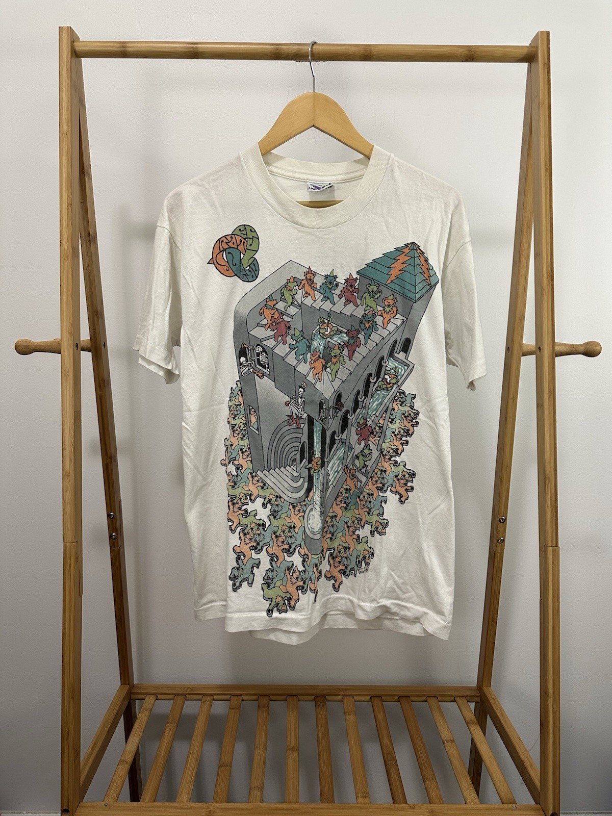 VTG 90s Grateful Dead MC Escher Dancing Bears Liquid Blue Art Band T-Shirt L