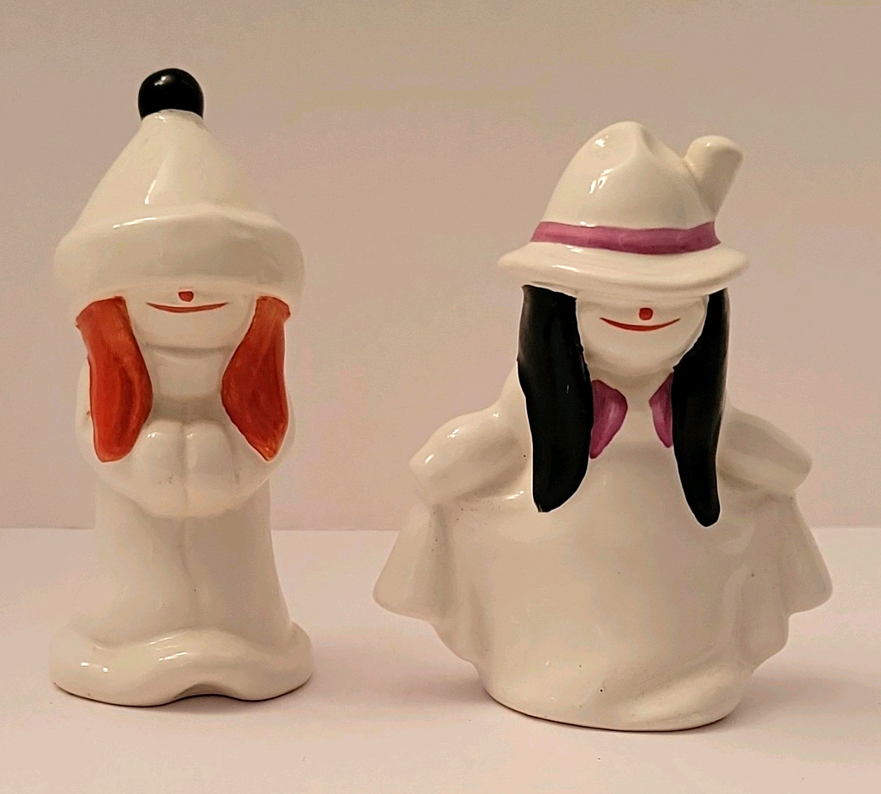Goebel W Germany Ceramic Whoosits/Snow Kids Ghost Figurine Hand Painted Set Of 2