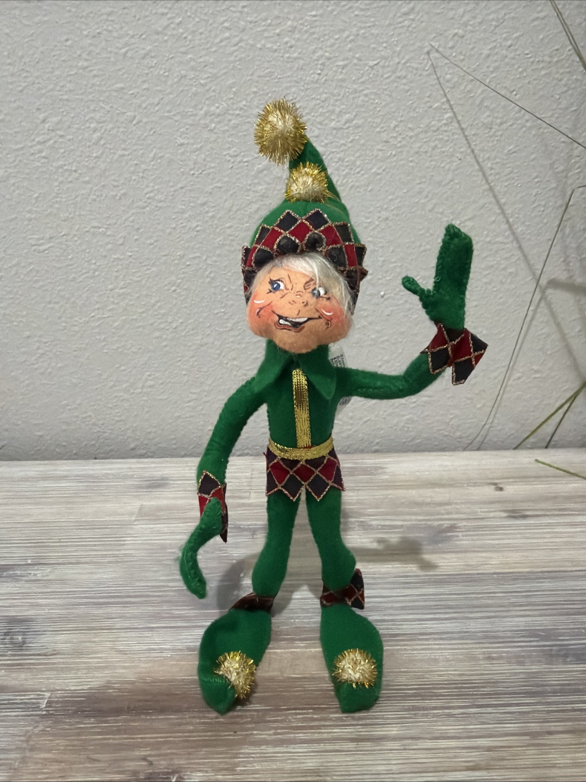 Annalee 9in Green Harlequin Elf Item #750907 - 2007