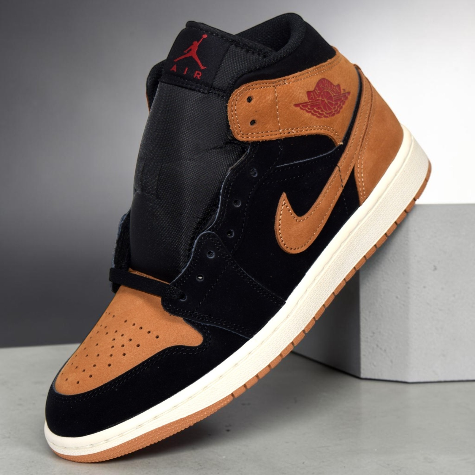 Nike Air Jordan 1 Mid SE Black Flax Varsity Red HV4091-002 Men\'s Sizes NEW Nike Air Jordan 1 Mid SE Black Flax Varsity Red HV4091-002 Men\'s Sizes NEW