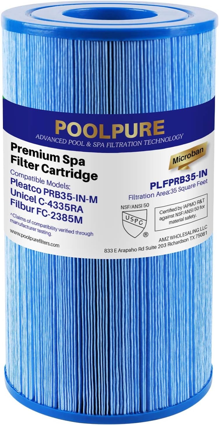 POOLPURE Antimicrobial Spa Filter Replaces Pleatco PRB35-IN-M, Unicel C-4335RA,