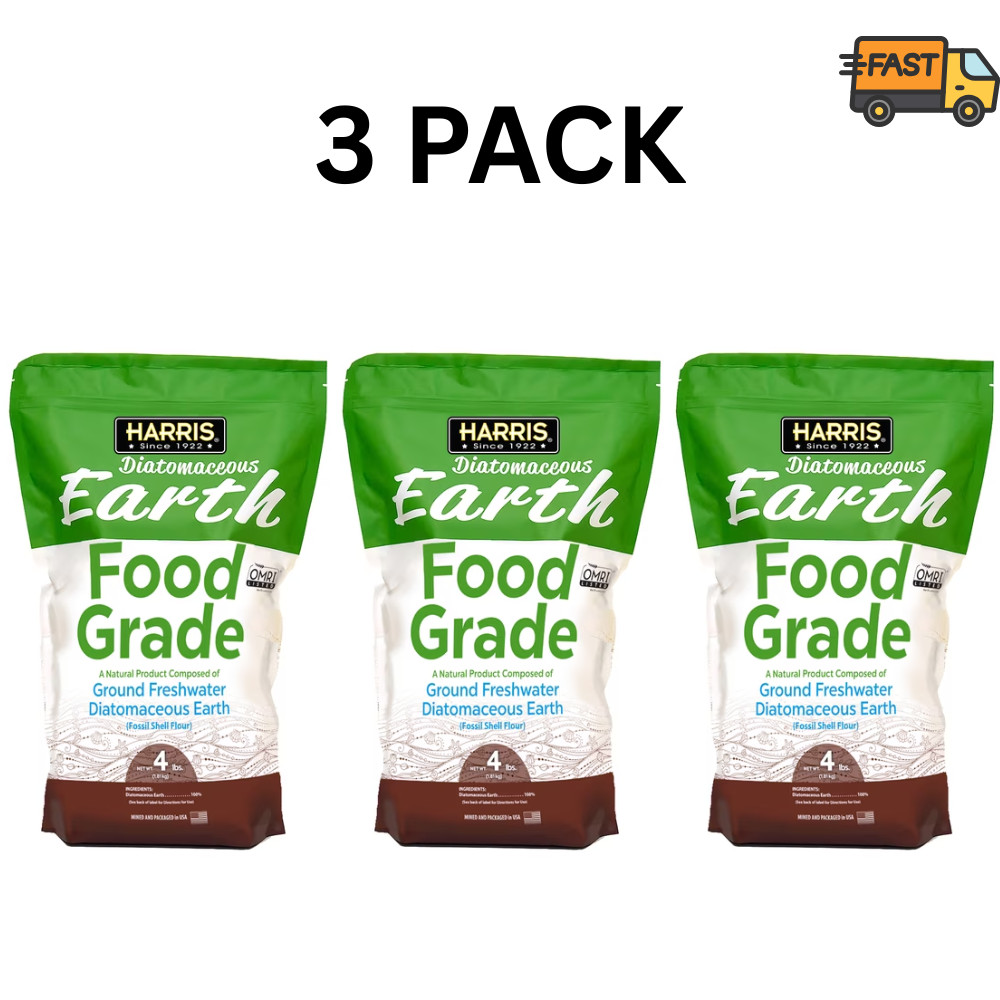 Harris Food Grade Diatomaceous Earth Powder 4 lb Bags Pack of 3