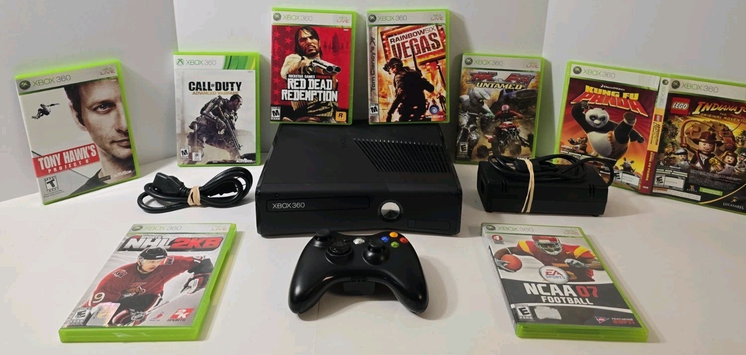 XBox 360 Slim 250GB Console 9 GAME MEGA BUNDLE CLEAN/TESTED SHIPS FREE 🔥 