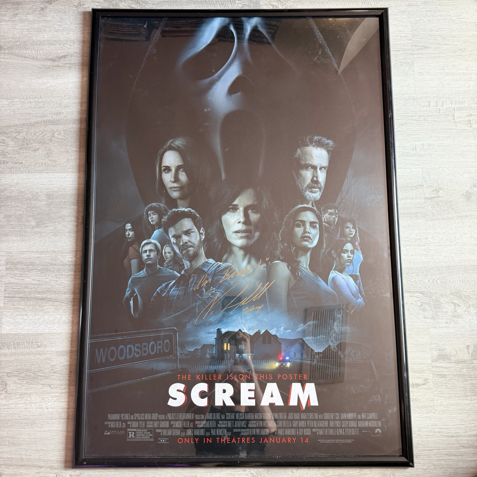 Scream 2022 Signed Poster Neve Campbell Autograph 27x40 I’m Bored Rolled Tube