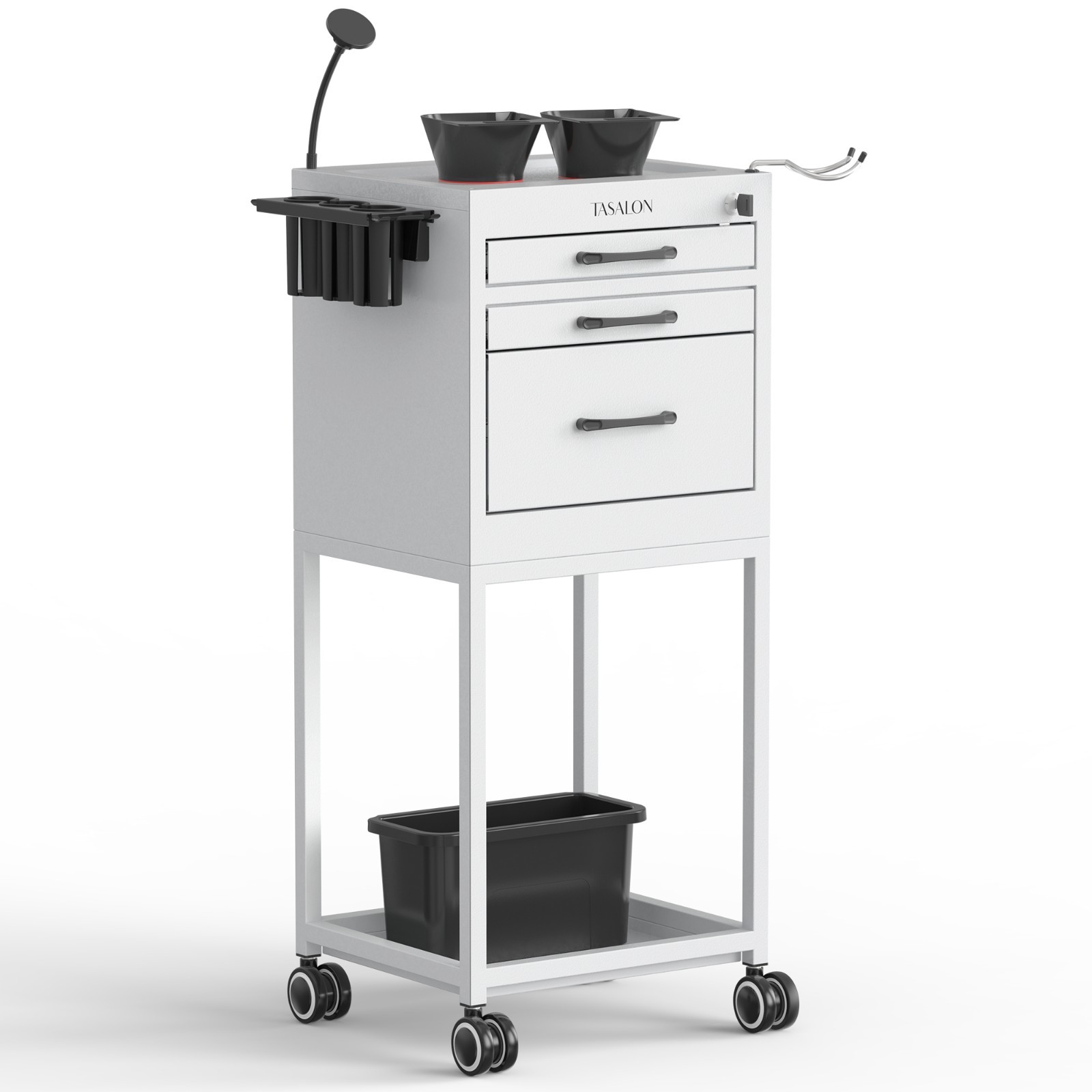New Metal Salon Trolley Cart, Hair Stylist Station with 3 Lockable Drawers