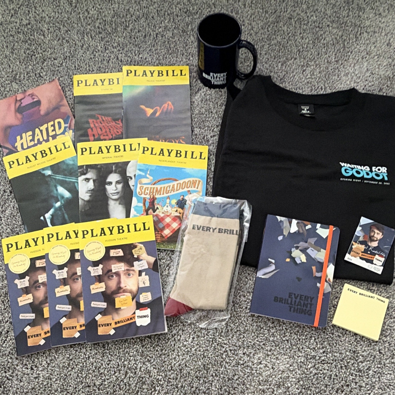 Daniel Radcliffe Playbill Lot -Every Brilliant Thing opening,merch,opening night Daniel Radcliffe Playbill Lot -Every Brilliant Thing opening,merch,opening night