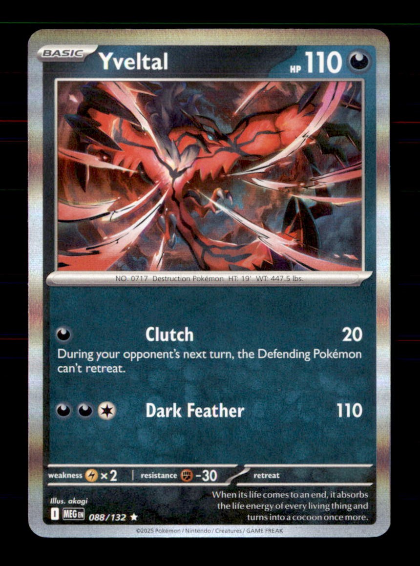 Yveltal 088/132 Rare Mega Evolution Pokemon Holo Near Mint