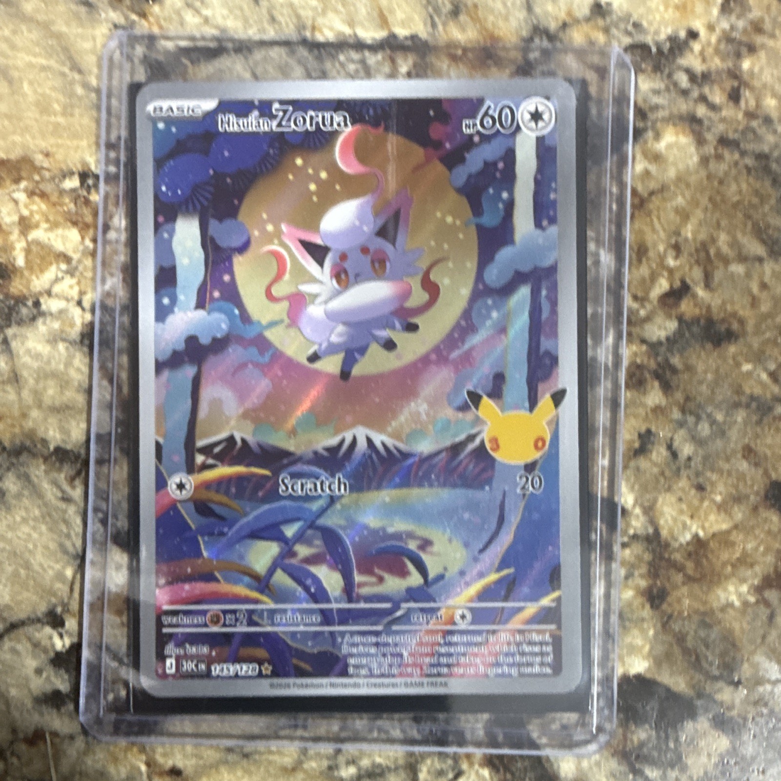 Pokémon TCG Hisuian Zorua 145/128 30th anniversary illustration rare Pokémon TCG Hisuian Zorua 145/128 30th anniversary illustration rare