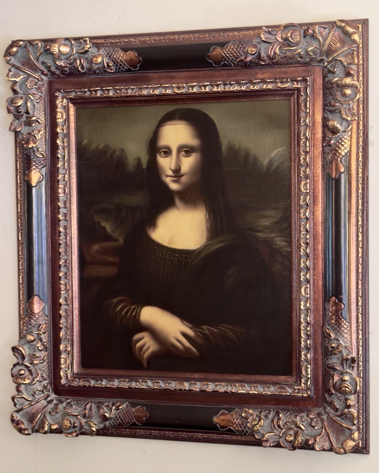 Stunning Vintage Replica of Monalisa Painting By Leonardo da Vinci With Framed
