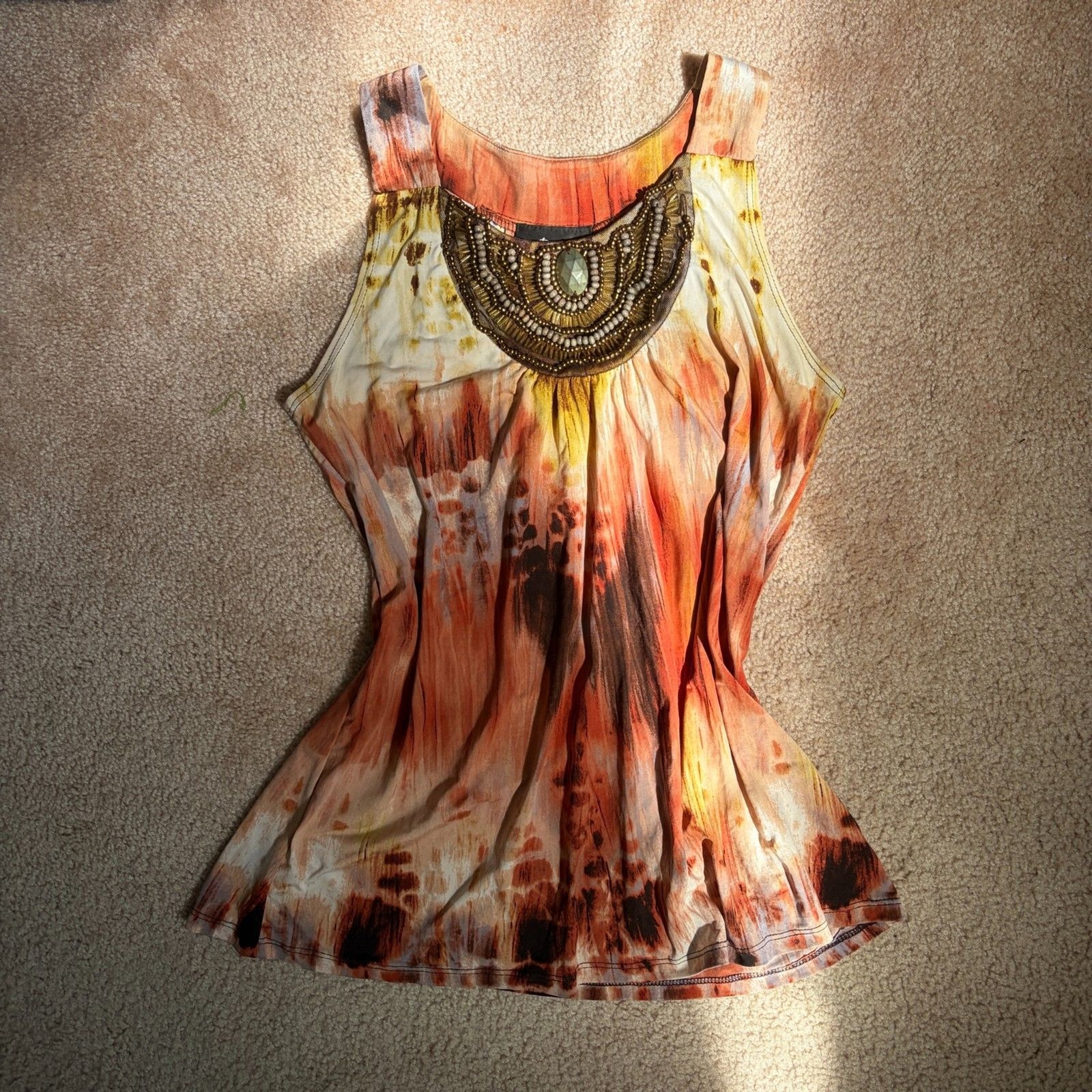 y2k boho earthy abstract tie dye beaded tank top y2k boho earthy abstract tie dye beaded tank top