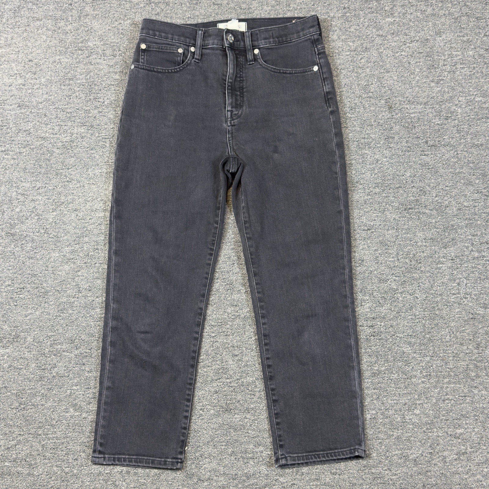 Madewell Classic Straight Jeans Womens Size 26P Petite Black High Rise (28x24)