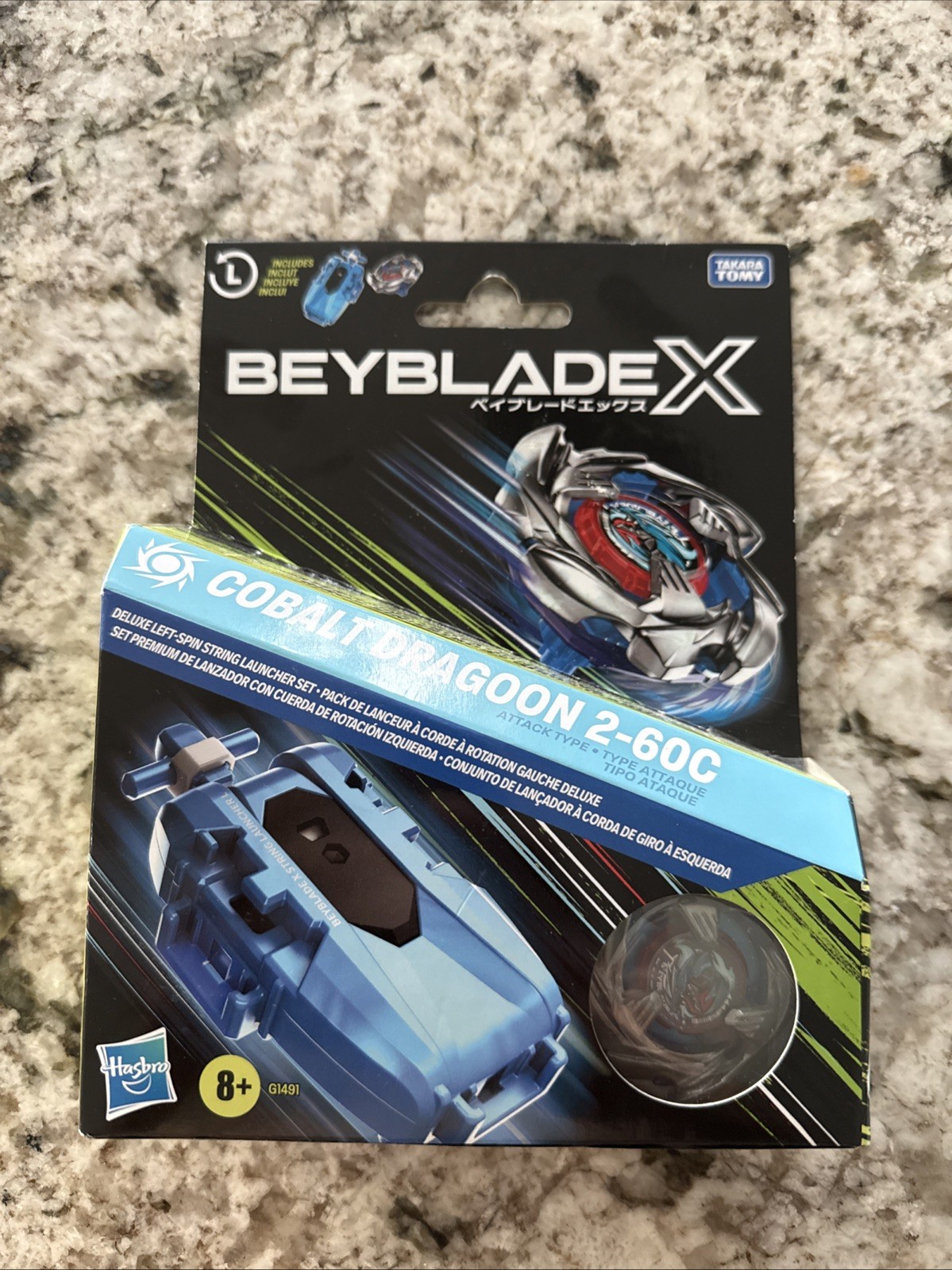 New-Hasbro Beyblade X Cobalt Dragoon 2-60C Deluxe Left Spin String Launcher Set