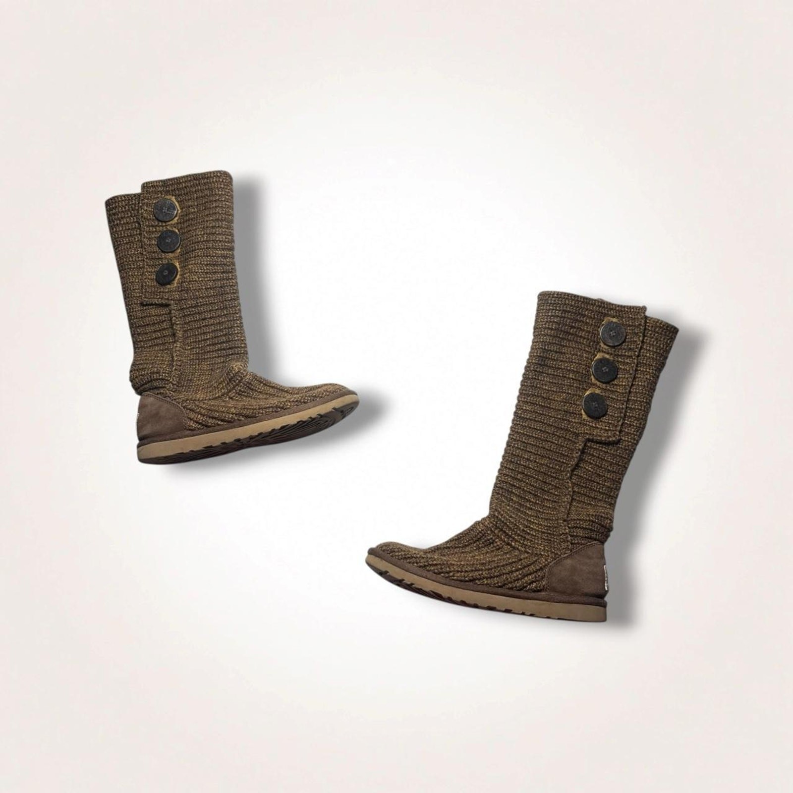 Y2K UGG Australia Cardy Brown Tall Knit Sheepskin Sweater Boots Y2K UGG Australia Cardy Brown Tall Knit Sheepskin Sweater Boots